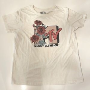 Women's MTV Floral Print Logo Short Sleeve Graphic T-Shirt